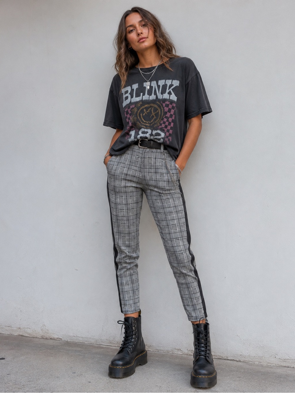 OUTFIT: Blink 182 Tee + Plaid Pants